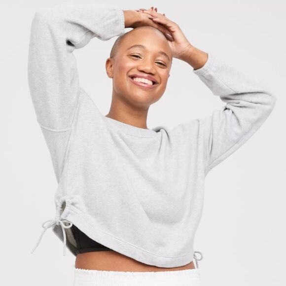 Offline by Aerie Beige Sweatshirt Size Small Cropped Minimalist Athleisure Comfy - Picture 1 of 8